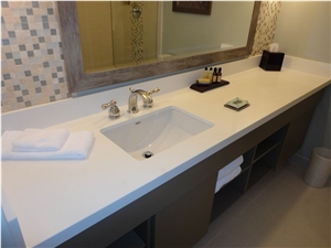 Pure White Quartz Stone Bath Tops