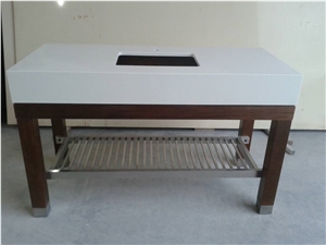 Pure White Quartz Stone Vanity Top,Wood Vanity Base, Engineered Quartz Vanity Tops
