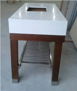 Pure White Quartz Stone Vanity Top,Wood Vanity Base, Engineered Quartz Vanity Tops