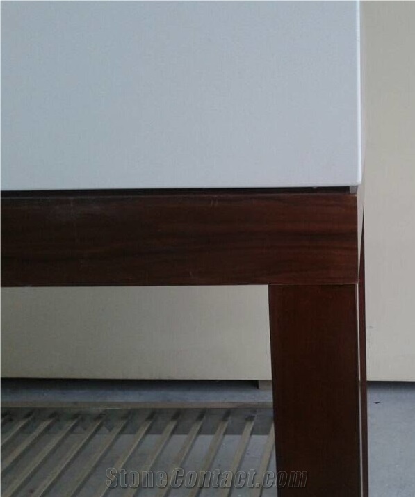 Pure White Quartz Stone Vanity Top,Wood Vanity Base, Engineered Quartz Vanity Tops