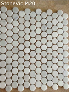 Small Round Shape Bianco Carrara White Marble Mosaic Small Round Shape Bianco Carrara White Marble Mosaic