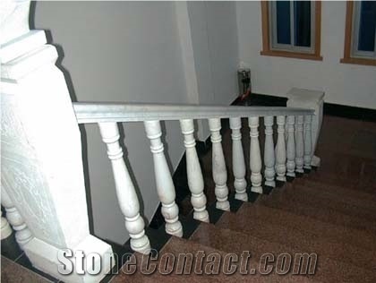 White Marble Baluster Railing