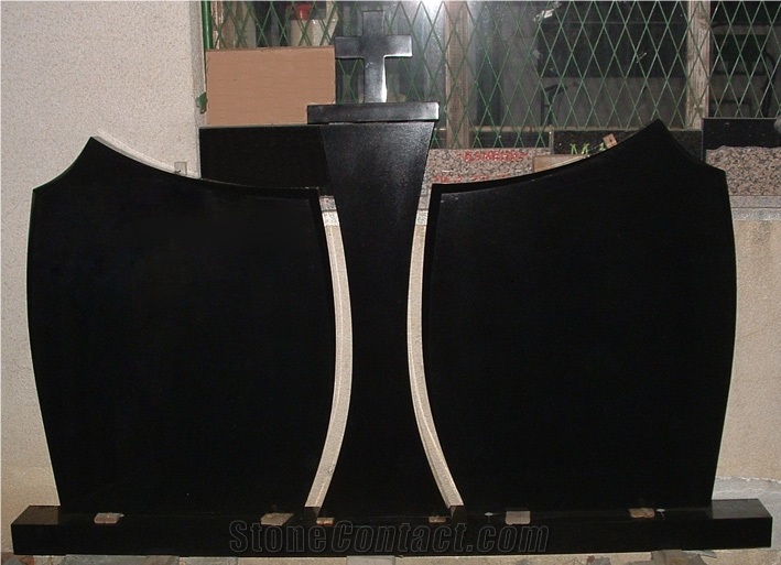 Black Tombstone with Cross, Shanxi Black Granite Monument & Tombstone