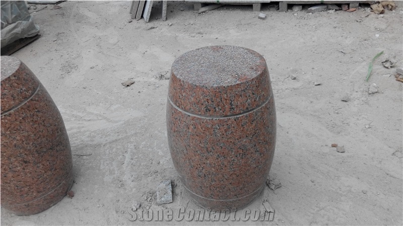 Red Granite Round Park Bench, G386-8 Red Granite Sculpture & Statue