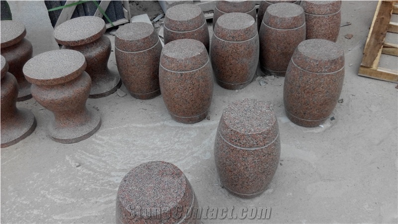 Red Granite Round Park Bench, G386-8 Red Granite Sculpture & Statue