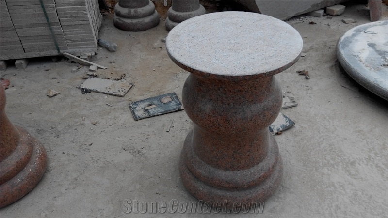 Red Granite Round Park Bench, G386-8 Red Granite Sculpture & Statue