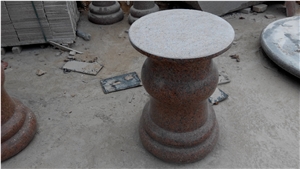Red Granite Round Park Bench, G386-8 Red Granite Sculpture & Statue