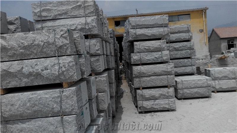 Split Surface Mushroom Stone Wall Stone,G341 Grey Granite Wall