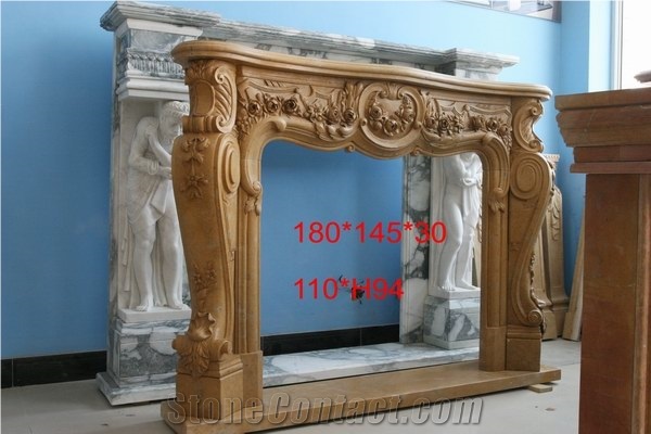 Beige Limestone Fireplace Stone Fireplace Mantel,Hy Beige Limestone Fireplaces