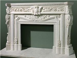 Sculpture Fireplace Mantel, Brown Limestone Fireplace Mantel
