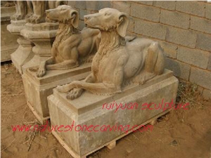 Sleep Dog Sculpture, Sx Brown Granite Sculptures
