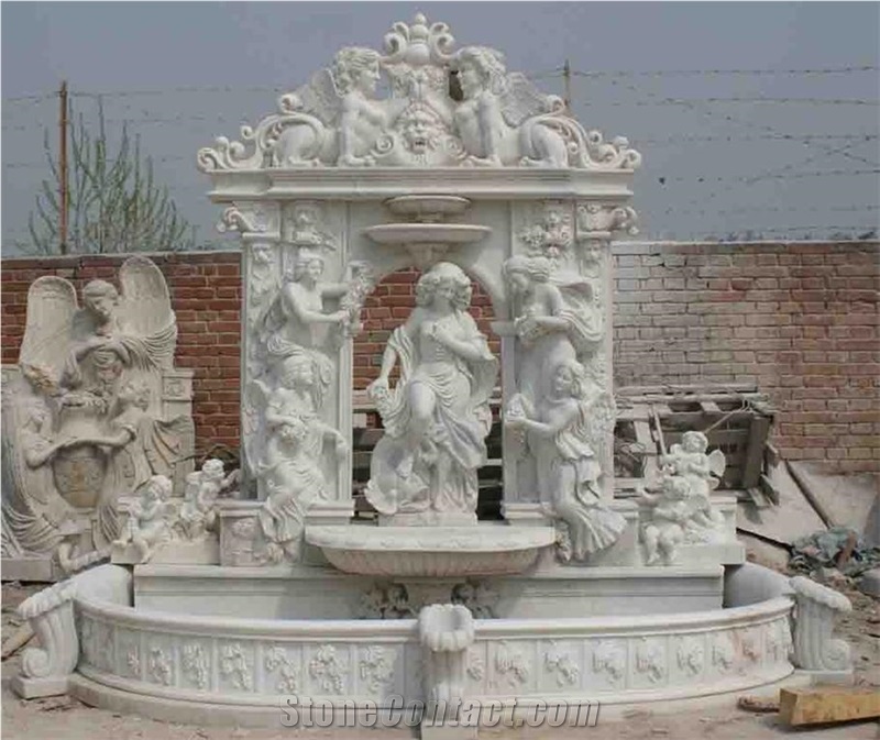 White Marble Rolling Sphere Fountains