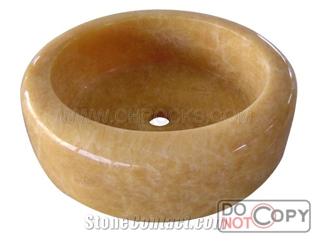 China Honey Onyx Art Sink,Yellow Onyx Round Sink,Round Bathroom Washing Basin