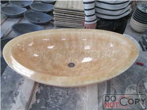 China Honey Onyx Art Sink,Yellow Onyx Round Sink,Round Bathroom Washing Basin