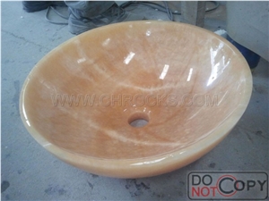 China Honey Onyx Wash Basin,China Yellow Onyx Sinks,Yellow Onyx Round Bathroom Sink