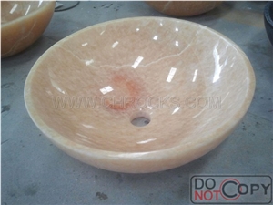 China Honey Onyx Wash Basin,China Yellow Onyx Sinks,Yellow Onyx Round Bathroom Sink