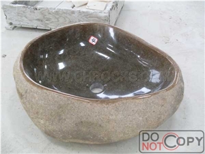 China Yellow River Sink,China Yellow River Pebble Stone Sinks,Random Rock River Stone Basin