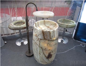 Green Onyx Pedestal Sink,Green Onyx Barrel