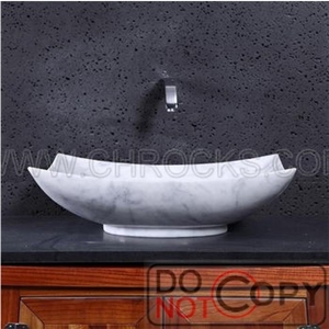 Italy Bianco Carrara White Marble Vessel Sink,Carrara White Marble Suqare Basin, White Marble Sink