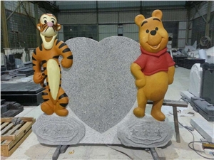 Cartoon Heart China Gray Granite Pet Monument Headstone Design