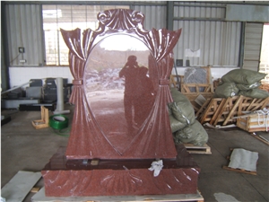Imperial Red Ruby Red Flowers Heart Sculpture Monuments Tombstones