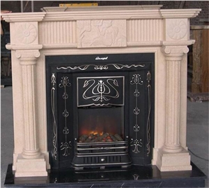 Beige Marble Fireplace