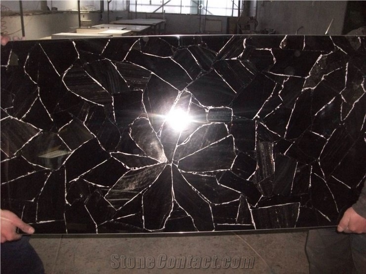 High Quality Blacklit Semiprecious Stone Slabs