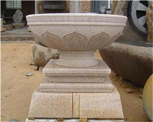 Grey and White Granite Garden Flower Pot, Grey Granite Flower Pots