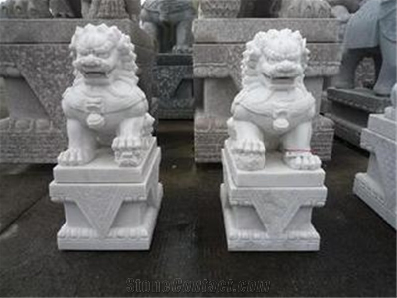 Hand Carved Chinese Granite Lions,Carved Stone