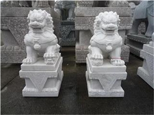 Hand Carved Chinese Granite Lions,Carved Stone