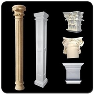 Hand Carved Roman Column&Pedestals, Beige Granite Roman Columns