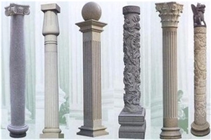 Hand Carved Roman Column&Pedestals, Beige Granite Roman Columns