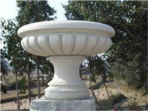 Outdoor Garden Flower Pot, White Granite Flower Pots