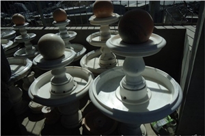 Small Marble and Granite Floating Ball Fountain, White Granite Floating Ball Fountains