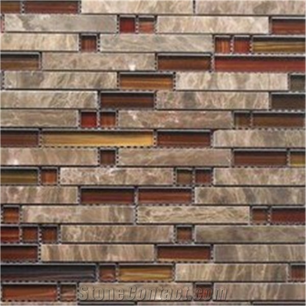 Stone Mix Brown Glass Mosaic Tiles