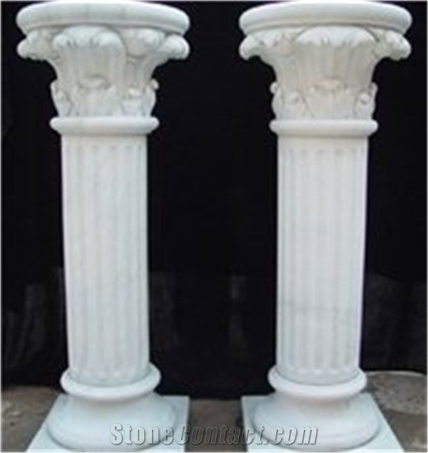 Stone Roman Column Caving, White Marble Roman Columns