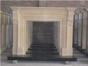 Sunny Beige Marble Fireplace Mantel