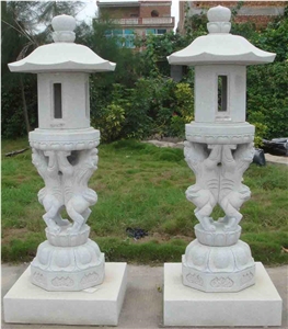 Garden Stone Japanese Granite Lanterns, Grey Granite Lanterns