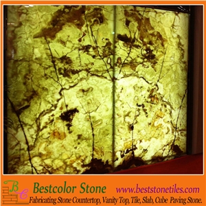 Panel 3mm Onyx Laminated 9mm Glass with Back-Lit Panel for Wall Cladding Hotel Project