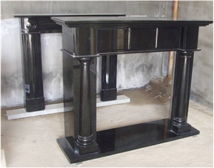 Black Granite Carving Fireplace Mantel
