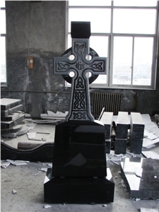 Tombstone Cross Shanxi Black Granite Tombstone
