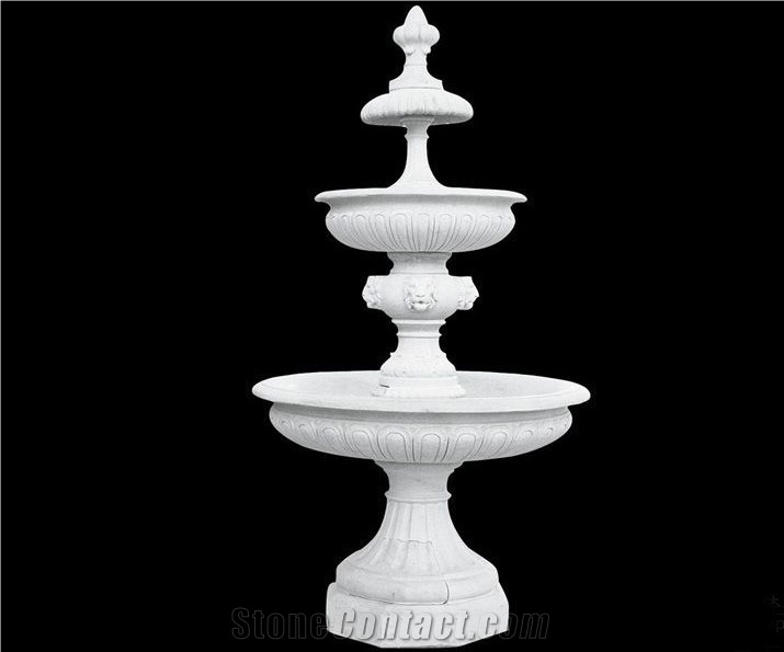 White Carving Marble Fountain, Stone Fountain