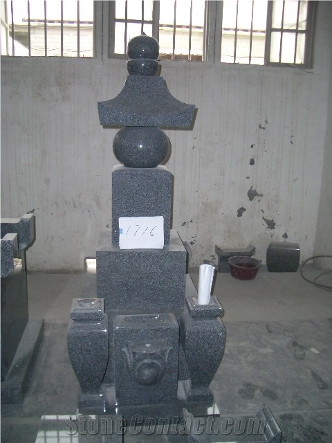 Japanese&Korean Tombstone,Shanxi Middle Grey Black Granite Japanese & Korean