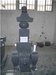 Japanese&Korean Tombstone,Shanxi Middle Grey Black Granite Japanese & Korean