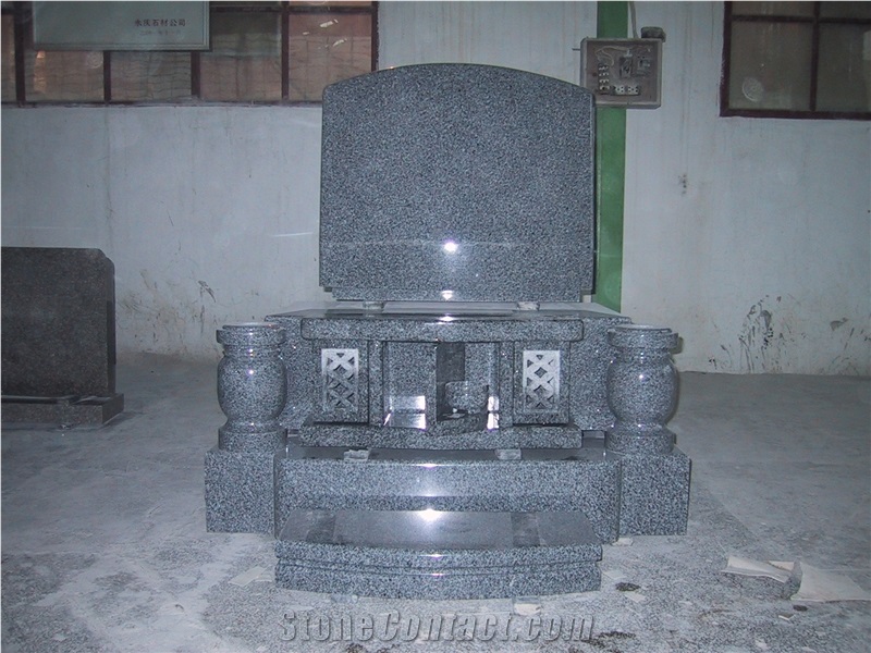 Japanese&Korean Tombstone,Shanxi Middle Grey Black Granite Japanese & Korean