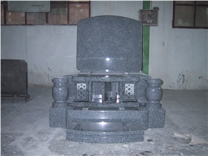 Japanese&Korean Tombstone,Shanxi Middle Grey Black Granite Japanese & Korean