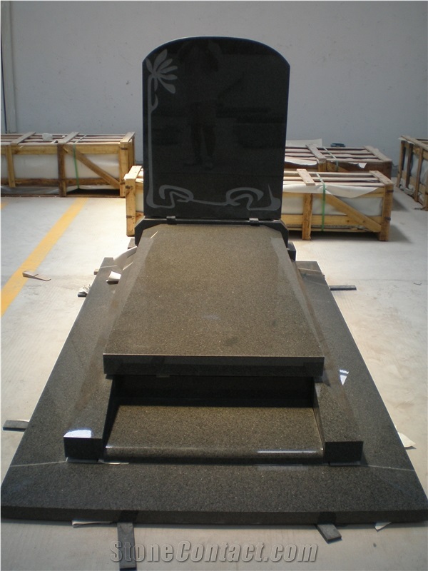 Japanese&Korean Tombstone,Shanxi Middle Grey Black Granite Japanese & Korean
