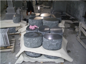 Japanese&Korean Tombstone,Shanxi Middle Grey Black Granite Japanese & Korean