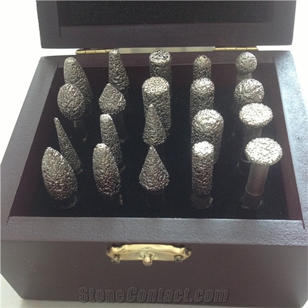 2014 High Quality Stone Carving Diamond Burr Vacuum Brazed Diamond Engraving Bits 20 Pcs a Set