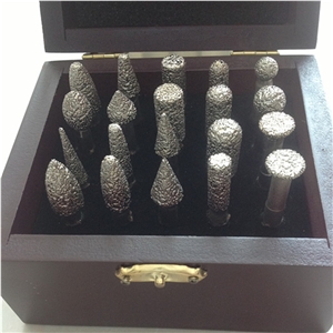2014 High Quality Stone Carving Diamond Burr Vacuum Brazed Diamond Engraving Bits 20 Pcs a Set